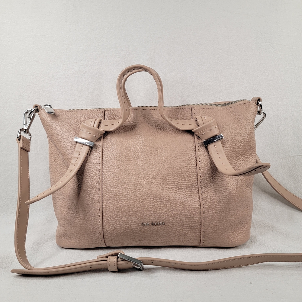 ​Ted Baker Nyalina Nude Leather Soft Knot Bow Satchel Crossbody Bag